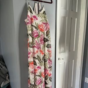 Long floral spaghetti strap dress, fully lined.